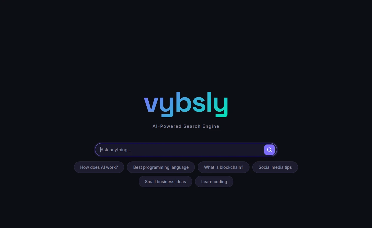 Vybsly Search — AI-Powered Search Engine