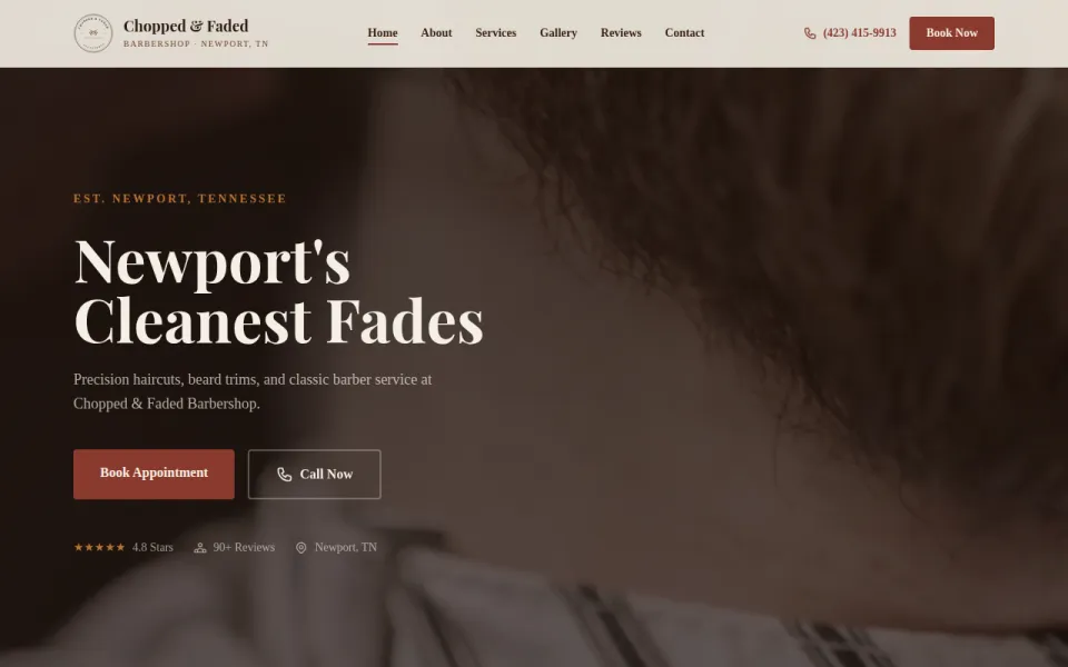 Chopped & Faded — barber shop website by BlueFusion WebDev