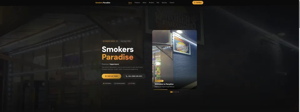 Smokers Paradise PF — local business website design