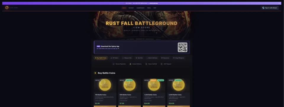 Rust Fall Battleground — custom website designed by BlueFusion WebDev