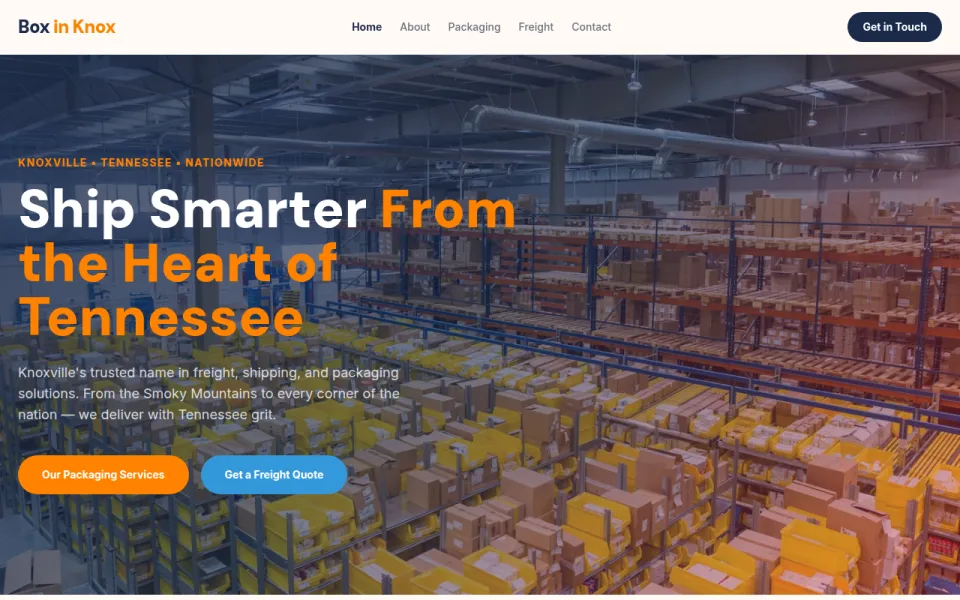 Box in Knox — local business website built by BlueFusion WebDev